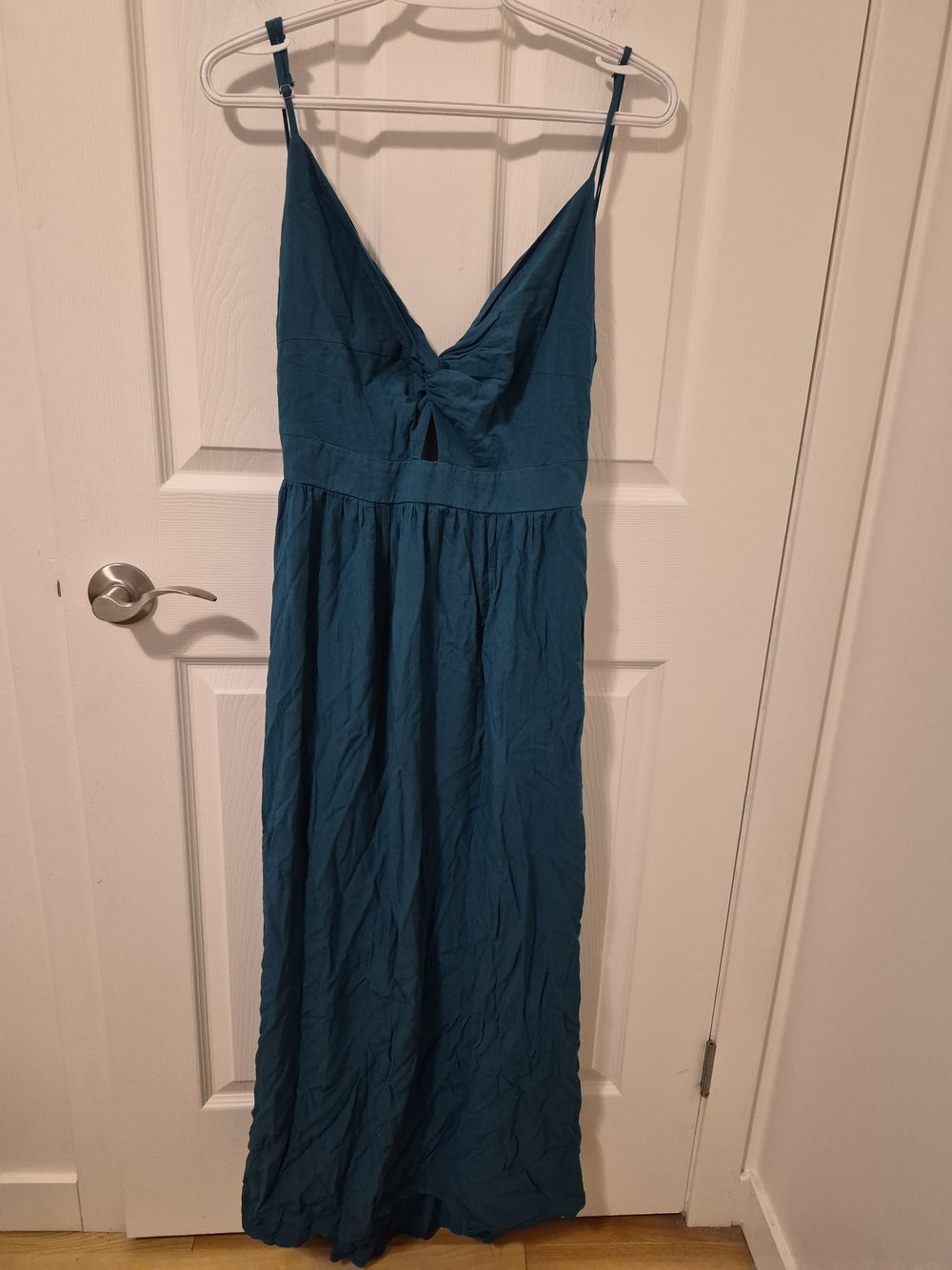 Cupshe Teal Knot-Front Spaghetti Strap Maxi Dress